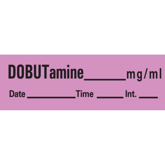 Anesthesia Tape with Date, Time & Initial (Removable) Dobutamine mg/ml 1/2" x 500" - 333 Imprints - Violet - 500 Inches per Roll