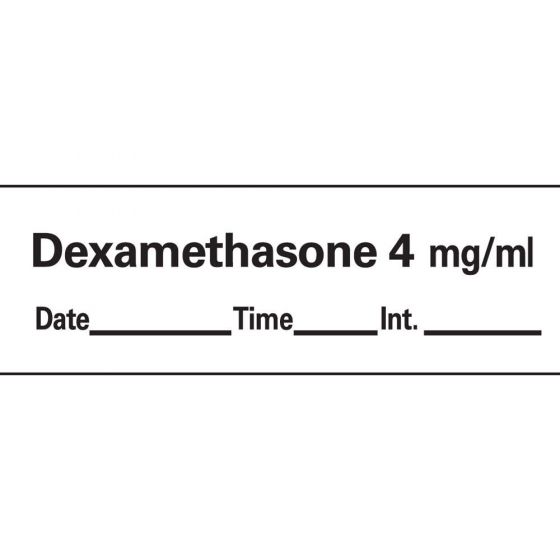Anesthesia Tape with Date, Time, and Initial Removable Dexamethasone 4 mg/ml 1" Core 1/2" x 500" Imprints White 333 500 Inches per Roll