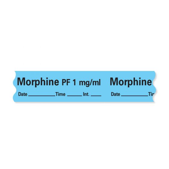 Anesthesia Tape with Date, Time, and Initial Removable Morphine Pf 1 mg/ml 1" Core 1/2" x 500" Imprints Blue 333 500 Inches per Roll