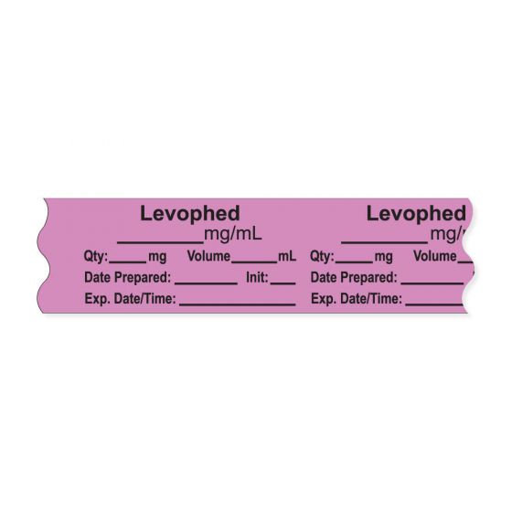Anesthesia Tape, with Expiration Date, Time & Initial (Removable), "Levophed mg/ml" 3/4" x 500", Violet - 333 Imprints - 500 Inches per Roll