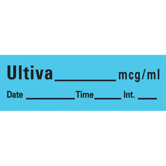 Anesthesia Tape with Date, Time & Initial (Removable) Utiva mcg/ml Date 1/2" x 500" - 333 Imprints - Blue - 500 Inches per Roll