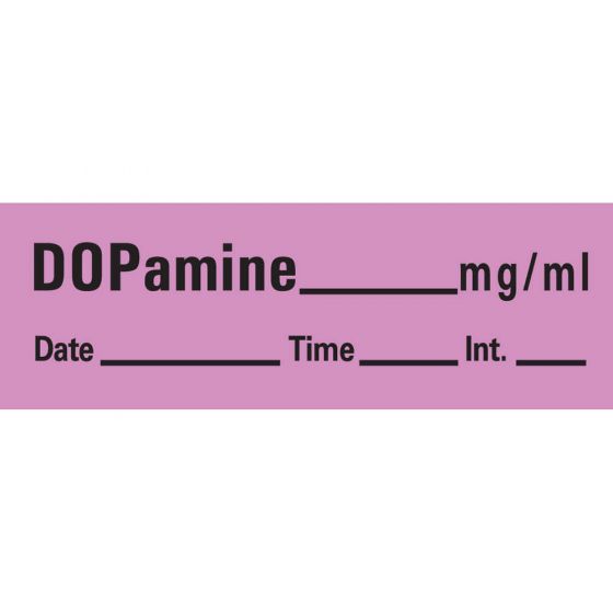 Anesthesia Tape with Date, Time & Initial (Removable) Dopamine mg/ml 1/2" x 500" - 333 Imprints - Violet - 500 Inches per Roll