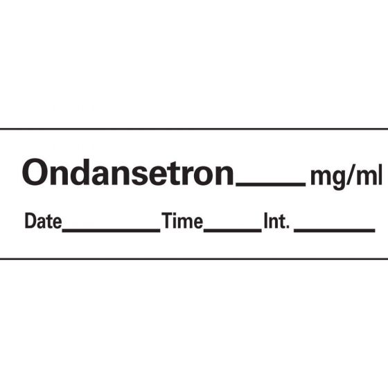 Anesthesia Tape with Date, Time & Initial (Removable) Ondansetron mg/ml 1/2" x 500" - 333 Imprints - White - 500 Inches per Roll