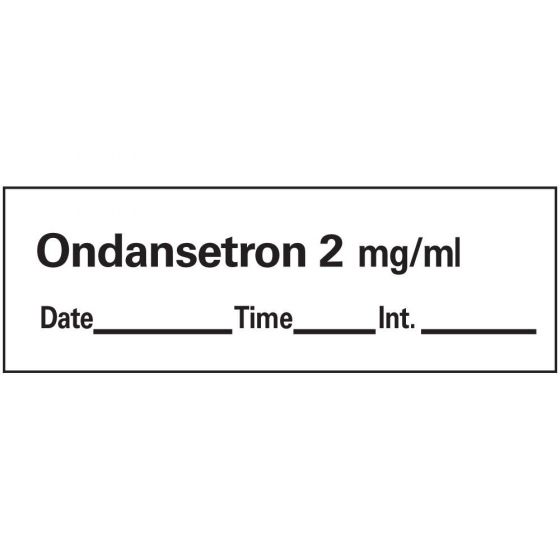 Anesthesia Tape with Date, Time & Initial (Removable) Ondansetron 2 mg/ml 1/2" x 500" - 333 Imprints - White - 500 Inches per Roll