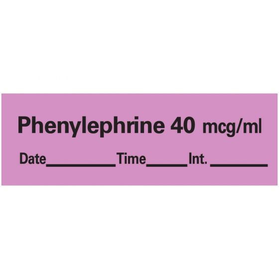 Anesthesia Tape with Date, Time, and Initial Removable Phenylephrine 40 mcg/ml 1" Core 1/2" x 500" Imprints Violet 333 500 Inches per Roll