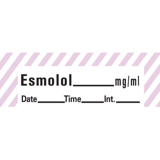 Anesthesia Tape with Date, Time & Initial (Removable) Esmolol mg/ml 1/2" x 500" - 333 Imprints - White with Violet - 500 Inches per Roll