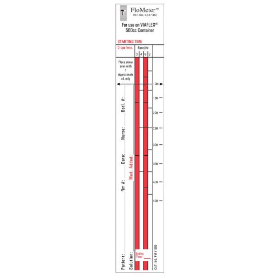 Flometer® IV Label Compatible with 500 ml Baxter/Viaflex Paper Removable 1-1/4"x7" White 1000 per Box