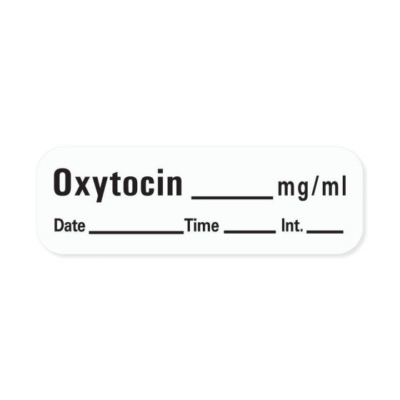 Anesthesia Label with Date, Time & Initial (Paper, Permanent) Oxytocin mg/ml 1 1/2" x 1/2" White - 600 per Roll
