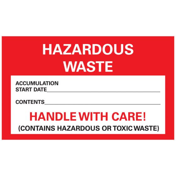 Hazard Label (Paper, Permanent)hazardous Waste 5"x3" Red - 500 Labels per Roll