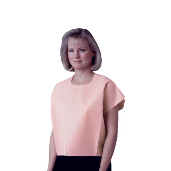 Disposable Mammography Cape Front or Back Opening Peach Tissue/Poly/Tissue 30"x21" - 100 per Case