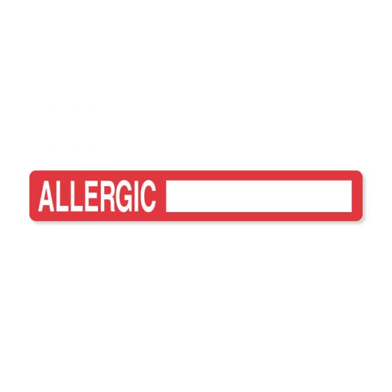 Label Paper Removable Allergic 6" x 1", Red, 500 per Roll