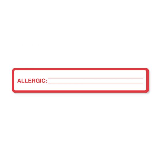 Label Paper Removable Allergic: 5 1"/2" x 1", White with Red, 500 per Roll