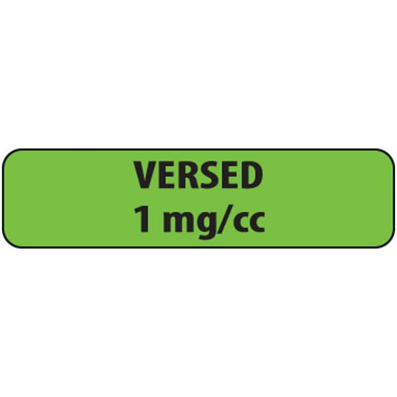Label Paper Removable Versed 1" mg/cc 1 Core 1 1/4" x 5/16", Fl. Green, 760 per Roll
