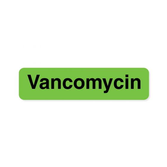 Label Paper Removable Vancomycin, 1" Core, 1 1/4" x 5/16", Fl. Green, 760 per Roll