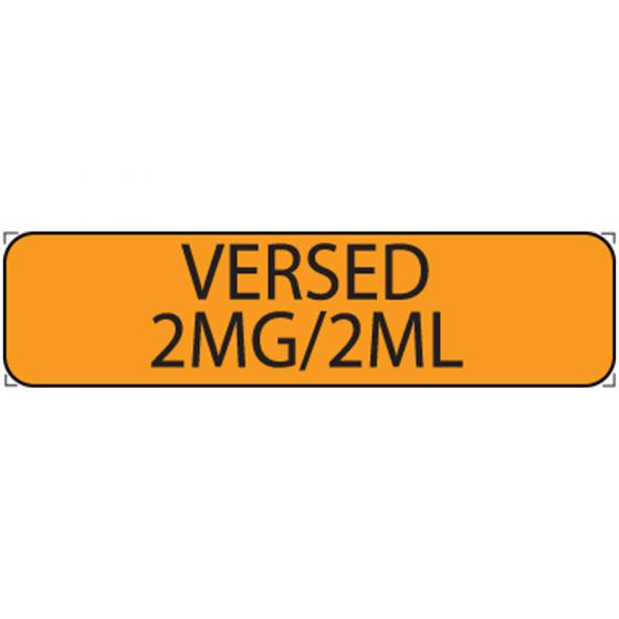 Label Paper Removable Versed 2mg/2ml, 1" Core, 1 1/4" x 5/16", Fl. Orange, 760 per Roll