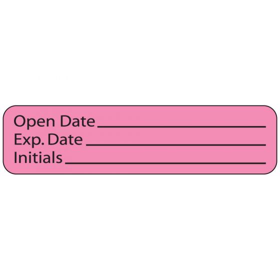 Label Paper Permanent Open Date___ Exp., 1" Core, 1 1/4" x 5/16", Fl. Pink, 760 per Roll