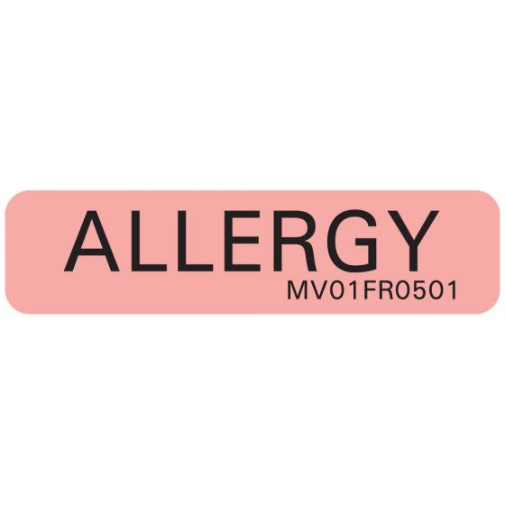 Label Paper Permanent Allergy 1" Core 1 1/4"x5/16" Fl. Red 760 per Roll
