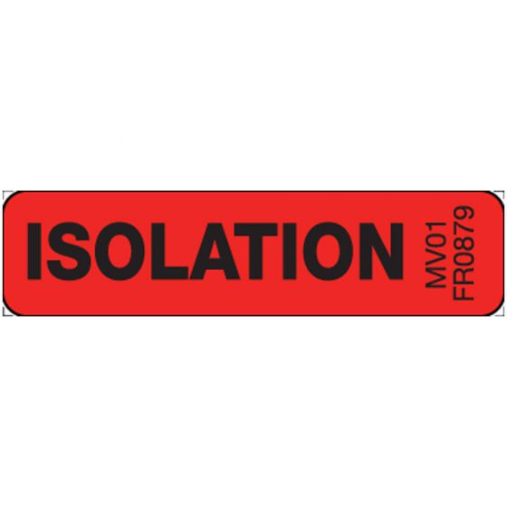 Label Paper Permanent Isolation, 1" Core, 1 1/4" x 5/16", Fl. Red, 760 per Roll