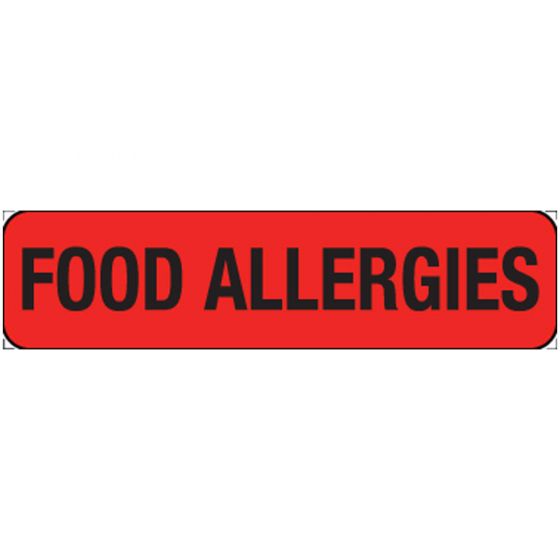 Label Paper Permanent Food Allergies 1" Core 1 1/4"x5/16" Fl. Red 760 per Roll