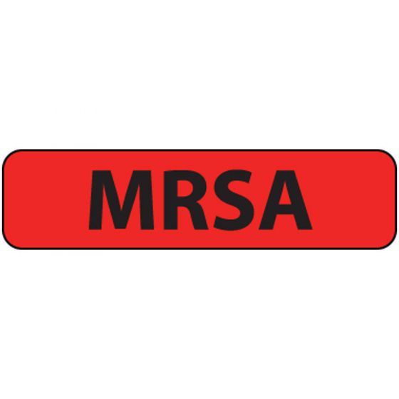 Label Paper Permanent MRSA, 1" Core, 1 1/4" x 5/16", Fl. Red, 760 per Roll