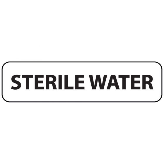 Label Paper Removable Sterile Water, 1" Core, 1 1/4" x 5/16", White, 760 per Roll