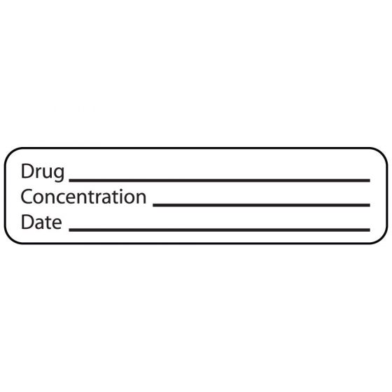 Label Paper Permanent Drug Concentration 1" Core 1 1/4"x5/16" White 760 per Roll