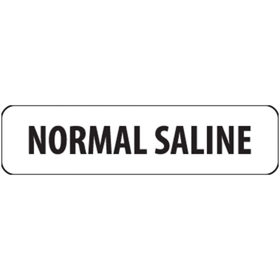 Label Paper Removable Normal Saline, 1" Core, 1 1/4" x 5/16", White, 760 per Roll