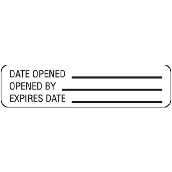 Label Paper Removable Date Opened Opened By, 1" Core, 1 1/4" x 5/16", White, 760 per Roll