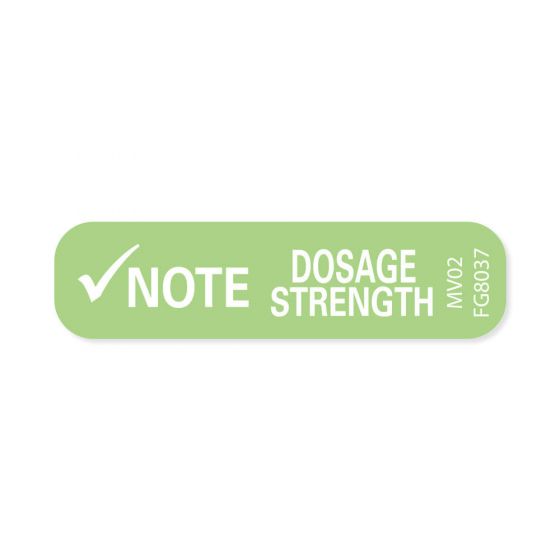 Label Paper Removable Note Dosage Strength, 1" Core, 1 7/16" x 3/8", Fl. Green, 666 per Roll