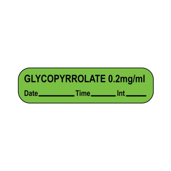 Label Paper Permanent Glycopyrrolate 1" Core 1 7/16"x3/8" Fl. Green 666 per Roll