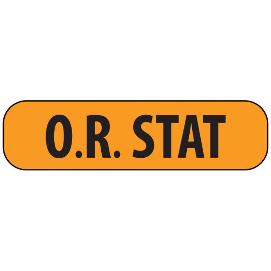 Label Paper Removable OR STAT , 1" Core, 1 7/16" x 3/8", Fl. Orange, 666 per Roll