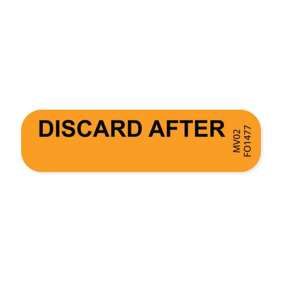 Label Paper Removable Discard After, 1" Core, 1 7/16" x 3/8", Fl. Orange, 666 per Roll