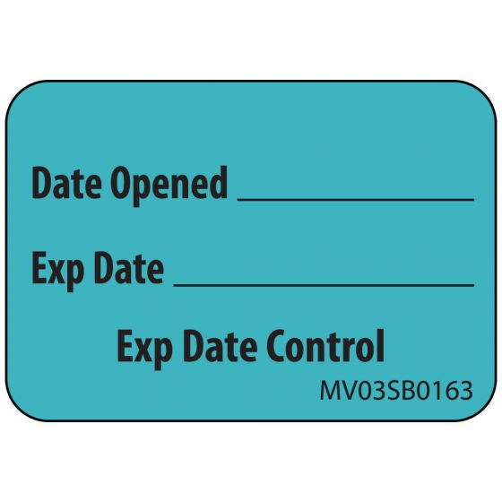 Label Paper Removable Date Opened Exp Date, 1" Core, 1 7/16" x 1", Blue, 666 per Roll