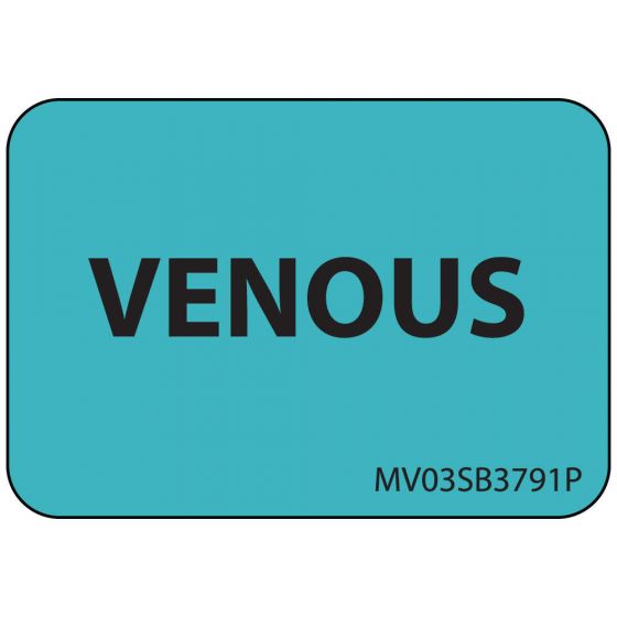 Label Paper Permanent Venous, 1" Core, 1 7/16" x 1", Blue, 666 per Roll