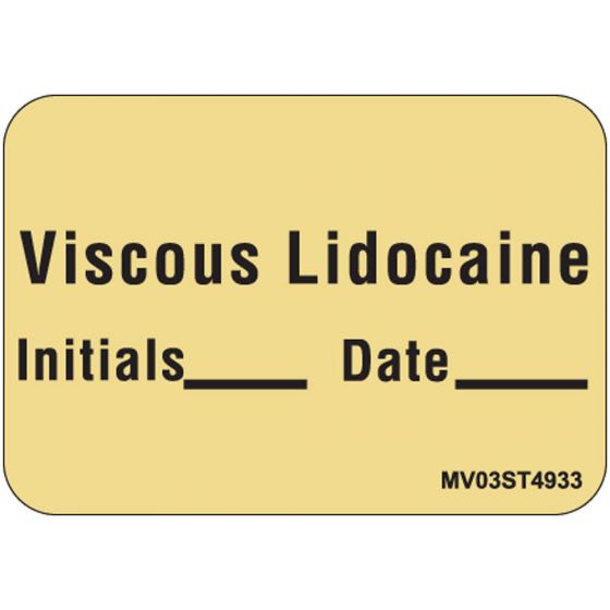 Label Paper Removable Viscous Lidocaine, 1" Core, 1 7/16" x 1", Tan, 666 per Roll