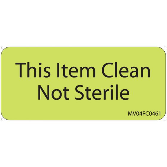 Label Paper Removable This Item Clean, 1" Core, 2 1/4" x 1", Fl. Chartreuse, 420 per Roll