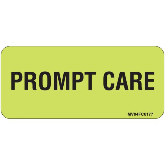 Label Paper Removable Prompt Care, 1" Core, 2 1/4" x 1", Fl. Chartreuse, 420 per Roll
