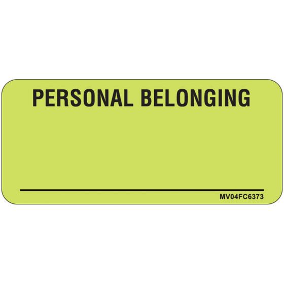 Label Paper Removable personal Belonging, 1" Core, 2 1/4" x 1", Fl. Chartreuse, 420 per Roll