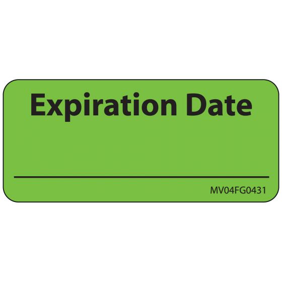 Label Paper Removable Expiration Date, 1" Core, 2 1/4" x 1", Fl. Green, 420 per Roll
