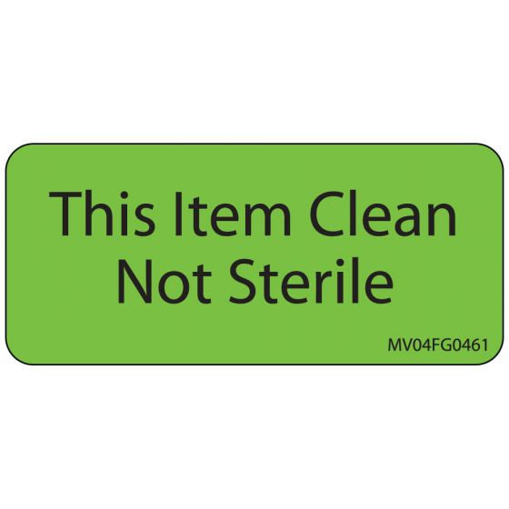 Label Paper Removable This Item Clean, 1" Core, 2 1/4" x 1", Fl. Green, 420 per Roll