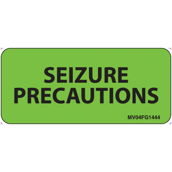 Label Paper Removable Seizure Precautions, 1" Core, 2 1/4" x 1", Fl. Green, 420 per Roll