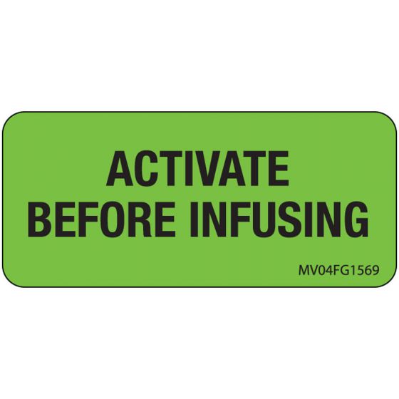 Label Paper Removable Activate Before, 1" Core, 2 1/4" x 1", Fl. Green, 420 per Roll