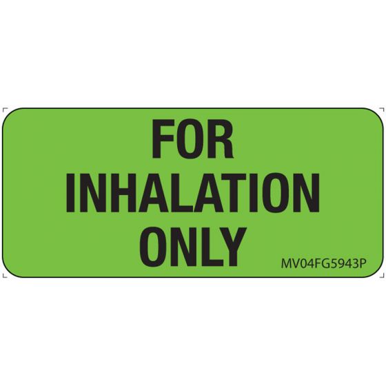 Label Paper Permanent for Inhalation Only 1" Core 2 1/4"x1 Fl. Green 420 per Roll