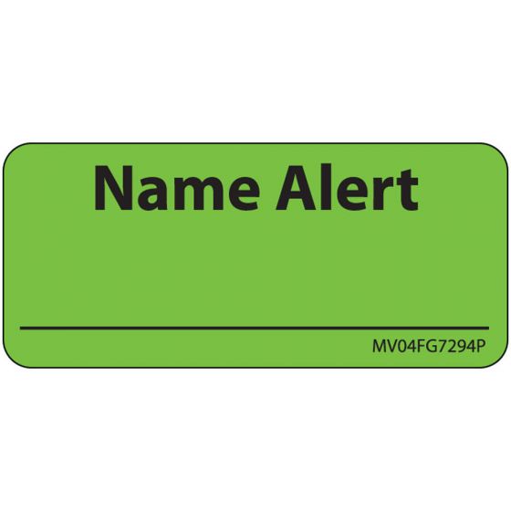 Label Paper Removable Name Alert, 1" Core, 2 1/4" x 1", Fl. Green, 420 per Roll
