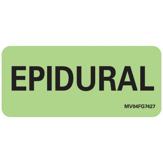 Label Paper Removable Epidural, 1" Core, 2 1/4" x 1", Fl. Green, 420 per Roll
