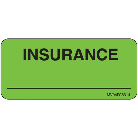 Label Paper Removable Insurance, 1" Core, 2 1/4" x 1", Fl. Green, 420 per Roll