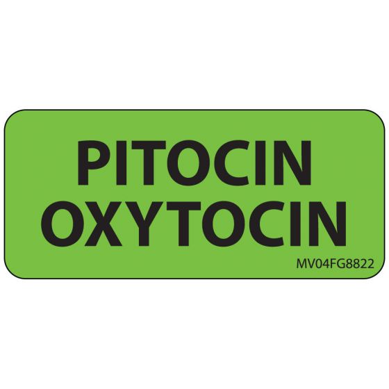 Label Paper Removable Pitocin Oxytocin, 1" Core, 2 1/4" x 1", Fl. Green, 420 per Roll