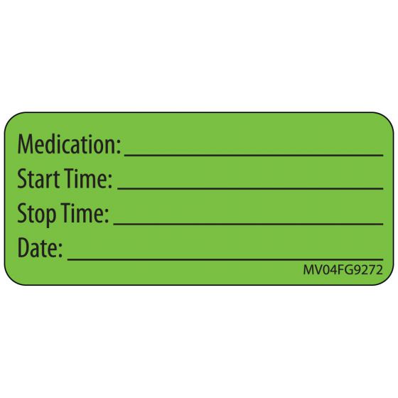 Label Paper Removable Medication: Start, 1" Core, 2 1/4" x 1", Fl. Green, 420 per Roll