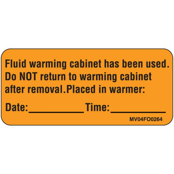Label Paper Removable Fluid Warming, 1" Core, 2 1/4" x 1", Fl. Orange, 420 per Roll