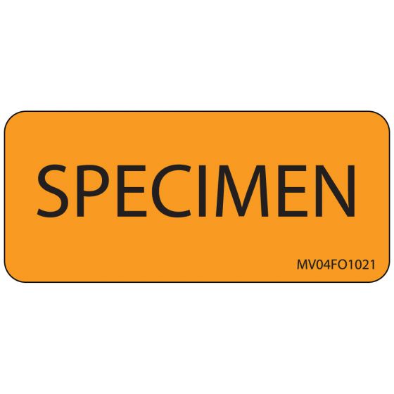 Label Paper Removable Specimen, 1" Core, 2 1/4" x 1", Fl. Orange, 420 per Roll